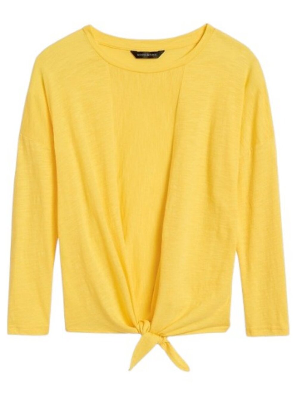 Banana Republic cropped tie front long sleeve t-shirt yellow women's size M